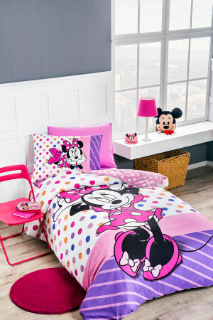 Minnie Mouse Trend Tek Kişilik Disney Lisanslı Lastikli Fitted Çarşaf Çocuk Nevresim Takımı PR-12536246 - 3