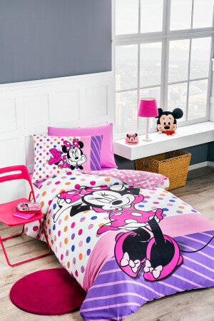 Minnie Mouse Trend Tek Kişilik Disney Lisanslı Lastikli Fitted Çarşaf Çocuk Nevresim Takımı PR-12536246 - 7