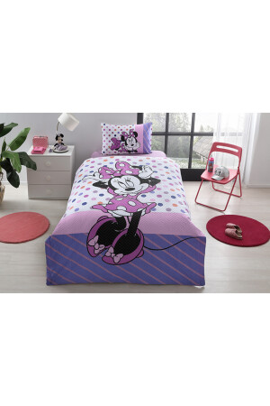 Minnie Mouse Trend Tek Kişilik Disney Lisanslı Lastikli Fitted Çarşaf Kapitone Çocuk Nevresi EVTEKSTILI-534256 - 3