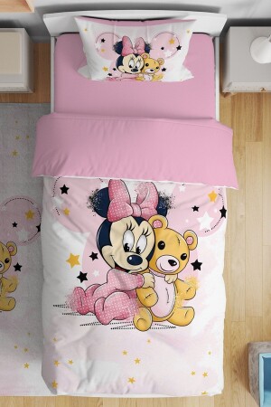 Minnie und ihr Freund Teddybär gemustertes Einzelbett-Set für Babys und Kinder evnev00144 - 1