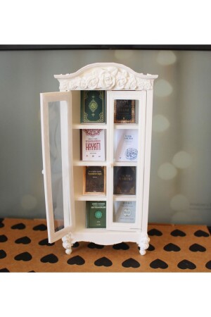 Minyatür beyaz kapaklı dolap ve 8 adet dini kitap Kuran hediyelik - Trendin Yolu