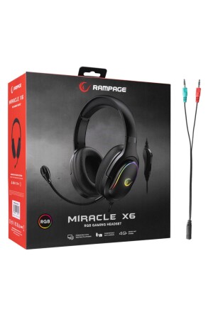 Miracle X6 Schwarz RGB Led USB Und 3. 5 mm verstellbares Mikrofon-Gaming-Headset 36762 - 7