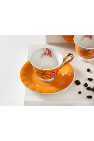 Miranda New Bone China 4 Parça 2 Kişilik Kahve Fincan Takımı 90 ml Turuncu 10039761 - 4