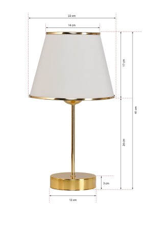 Mirza 2-teilige Metallbeine mit goldenem Lampenschirm, Tischlampe, Creme - 4