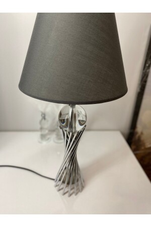 Misbah Burgu Abajur Masa Lambası Kristal Camlı Krom Kaplama (gümüş Renk) - Lampshade - 4