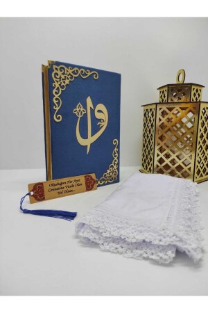 Mit dem Namen Velvet Quran Hayrat Neşriyat Medium Size (16X24)(DUNKELBLAU) Gebetshülle-Lesezeichen-Gebetsset - 2