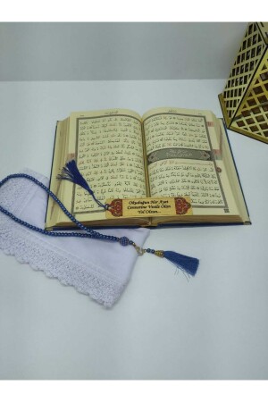 Mit dem Namen Velvet Quran Hayrat Neşriyat Medium Size (16X24)(DUNKELBLAU) Gebetshülle-Lesezeichen-Gebetsset - 5