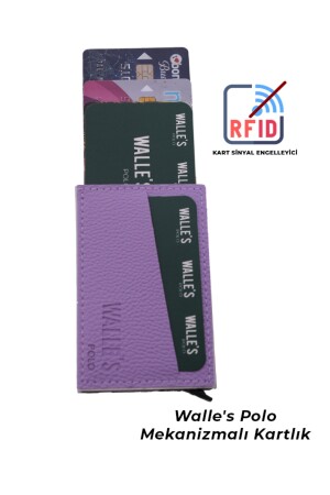 (mit Geschenkkartenhalter) Lila Leder-Aluminium-Automatikmechanismus-Damenbrieftasche-Kartenhalter myy01 - 5