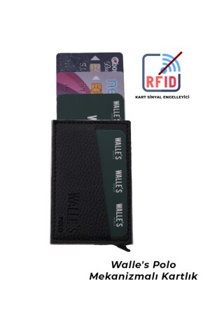 (mit Geschenkkartenhalter) Schwarzes Leder-Aluminium-Automatikmechanismus-Damenbrieftasche-Kartenhalter myy01 - 6