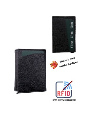 (mit Geschenkkartenhalter) Schwarzes Leder-Aluminium-Automatikmechanismus-Damenbrieftasche-Kartenhalter myy01 - 1