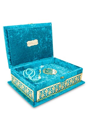 Mit Samt überzogene Truhe, personalisiertes Rahleli-Geschenk, Koran-Set, Öl - 1