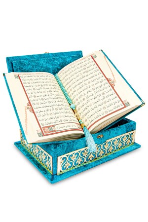 Mit Samt überzogene Truhe, personalisiertes Rahleli-Geschenk, Koran-Set, Öl - 4