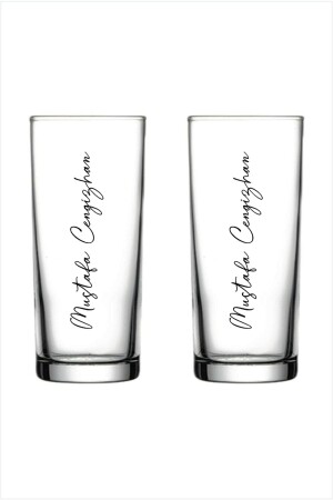 Mit Signatur entworfenes, benanntes Raki-Glas. Personalisiertes, nicht entfernbares, bedrucktes Raki-Glas. 2 Stück signiertes Raki - 1