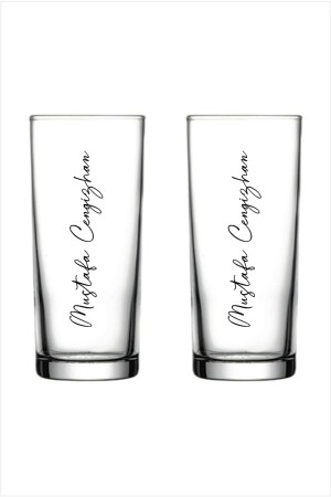 Mit Signatur entworfenes, benanntes Raki-Glas. Personalisiertes, nicht entfernbares, bedrucktes Raki-Glas. 2 Stück signiertes Raki - 3