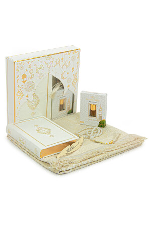 Mitgift-Gebetsteppich-Set in spezieller Box, geeignet für Brautpakete, Weiß, 110 x 70 - 1