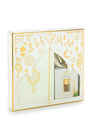 Mitgift-Gebetsteppich-Set in spezieller Box, geeignet für Brautpakete, Weiß, 110 x 70 - 2