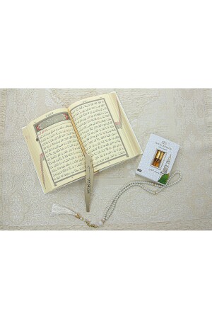 Mitgift-Gebetsteppich-Set in spezieller Box, geeignet für Brautpakete, Weiß, 110 x 70 - 4
