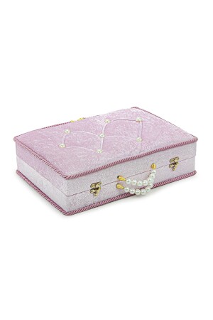 Mitgift-Gebetsteppich-Set mit Aufbewahrungsbox, geeignet für Bräutigam und Braut-Paket, Geschenk-Schal, Koran-Set, Rosa - 7