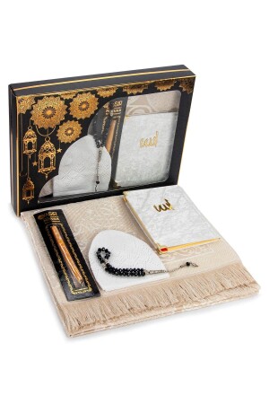 Mitgift-Gebetsteppich-Set, Yasin-Gebetsperlen, Miswak-Schädelkappe, Geschenk, religiöses Box-Bundle-Set - 2