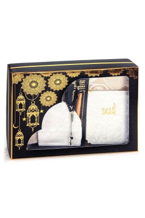 Mitgift-Gebetsteppich-Set, Yasin-Gebetsperlen, Miswak-Schädelkappe, Geschenk, religiöses Box-Bundle-Set - 5