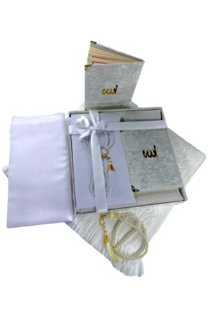 Mitgift – Geschenk – 4-teiliges Brautpaket-Set – Gebetsdecke – Taft-Gebetsteppich – Yasin – Rosenkranz-Bezug * Taft 120 x 70 - 2