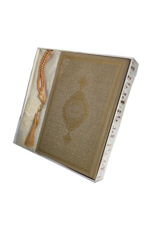 Mitgift-Geschenkbox aus Nerz-Gebetsteppich-Set, luxuriöser Taft-Gebetsteppich, Perlen-Gebetsperlen, mittlere Größe, heiliger Koran, 70 x 110 - 1