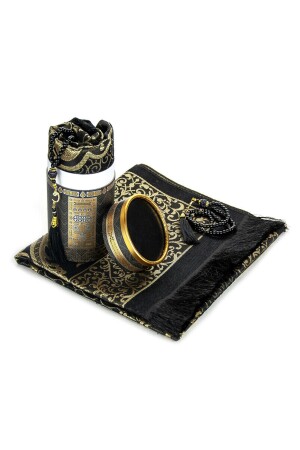 Mitgift-Geschenkbox mit Kaaba-Muster, Gebetsteppich-Set, luxuriöser Taft-Gebetsteppich, Perlen-Rosenkranz, 70 x 110 - 3