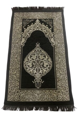 Mitgift-Geschenkbox, schwarzes Gebetsteppich-Set, luxuriöser Taft-Gebetsteppich, Perlen-Gebetsperlen, mit Samt überzogen, Yasin, 70 x 110 - 2