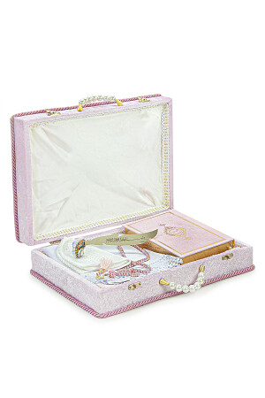 Mitgiftbox, Gebetsteppich-Set mit Aufbewahrung, geeignet für Bräutigam und Braut, Bündel, Geschenk, Schal, Koran-Set, Rosa, 65 x 120 - 1