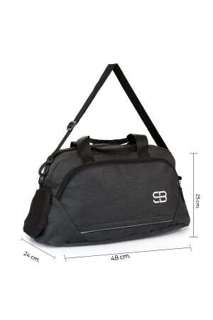 Mittelgroße, schwarze Unisex-Sport-, Fitness- und Reisetasche mit Schuhfach - 3