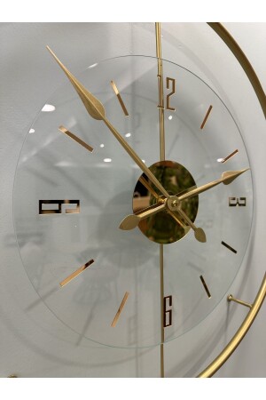 Mittlere Größe – Goldfarbene Luxry-Wanduhr aus transparentem Glas, Quarzwerk, Metall, dekoratives Glas, Luxus-Wanduhr - 5