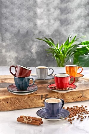 Mix-Kaffeetassen-Set aus Porzellan für 6 Personen HMNV-HR12KT500KR20-FINCANMIX-PSH - 5