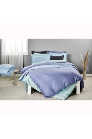 Mix&Match-Bettbezug aus Baumwollsatin für Einzelbett, Blau, 60222843 - 4