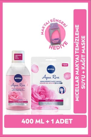 Mizellen-Make-up-Reinigungswasser 400 ml und Gesichtsmaske Aqua Rose SET. NVE. 908 - 1