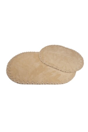 Mk-hometeks Wildflower Oval Large Beige 2-teiliges Badematten-Set KIRCİCEGI08 - 5