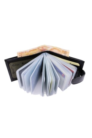 Mkm Echtleder-Geldbörse mit transparentem Kartenhalter an der Seite, Modell YLDK01 - 1