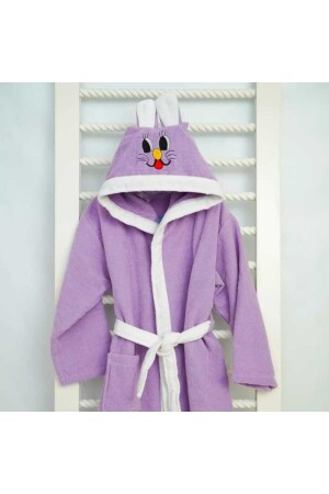 Mns % 100 Pamuklu Cocuk Kapsonlu Kadıfe Bornoz 2157 - MNSTEKSTİL