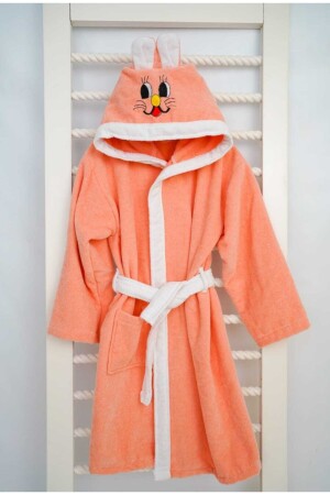 Mns % 100 Pamuklu Cocuk Kapsonlu Kulaklı Bornoz kadifebornoz - MNSTEKSTİL