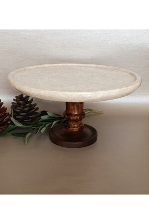 كعكة من الرخام الطبيعي MNZ مع ساق خشبية 0020 - Panoramas Home