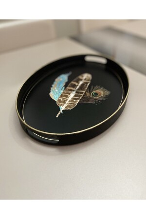 نمط الريش الزرقاء من MNZ طوالي كبير خدمة الشاي القهوة عرض الصحن 0076 - Panoramas Home