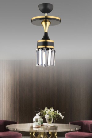 MNZ-نايروبي واحد بلافون أسود كريستال الحجر الصفراء أسطوانة مشطرة أسفل المواجهة للفخامة الشنابل 032573 - Genel Markalar