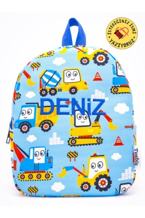 MNZ-[نكتب الاسم الذي تريده] آلة البناء حقيبة الظهر للأطفال 0-8 سنوات - حقيبة الظهر للحضانة - Tosbiş