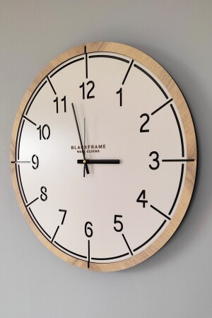 MNZ-خشب ونوعة النمط - ضوء الرمادي والبلوط -1- 45 سم ساعة الجدار 012023WS - Blackframe