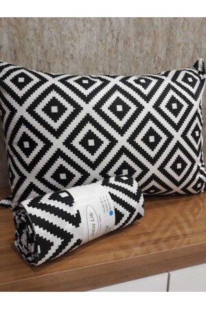 MNZ-فريحة واحدة ملصقة +1 غطاء الوسادة Diagonalسودبيضاء Ecdia1 ecdia1 - üntaş