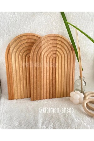 MNZ الخشب النحوت نصف قوس قزح سلة تزيين عرض سلة عرض حامل 1 قطعة - Keukenwood