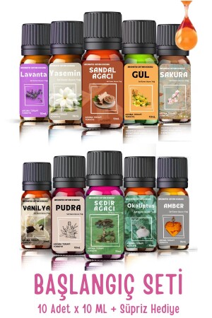 مجموعة من المبتدئات من MNZ 10 قطع - زيت ضروري نقي - رائحة غرفة وبيئة - زيت ضروري رائحة 10x10ml - Aroma Terapi Lab