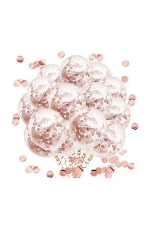 مجموعة بالونات الشفافة من طراز MNZ مع كوبينات ذهبية وردية 10 قطع - Balonevi