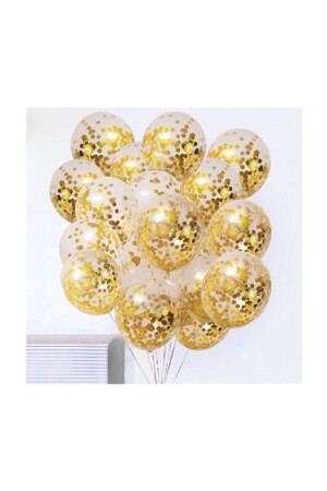 مجموعة بالونات الشفافة من طراز MNZ مع الكونفيتي الذهبية - 10 قطع - Balonevi