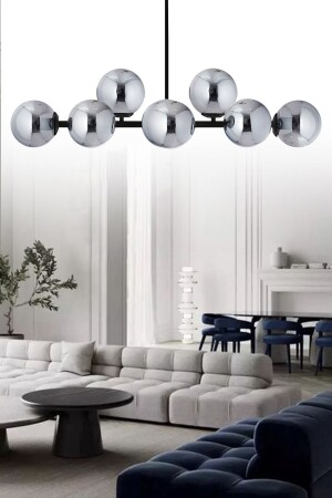 MNZ-الفخامة التصميم الحديث الأسود 10-قطعة مدخنة الكرة الأرضية الزجاجية الشنارة SEF127 - ŞL Şef Light