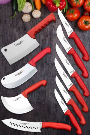 MNZ- الفضة المهنية 10 قطعة سكين المطبخ وضع اللحم الخبز الخضروات الفاكهة البصل طباخ العشاء سكين Set225 - LAZBİSA